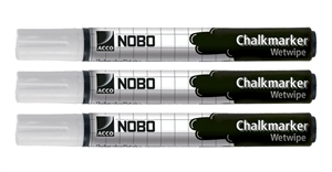 Nobo WB Marker Chalkmarker for glassboard round white (3)
