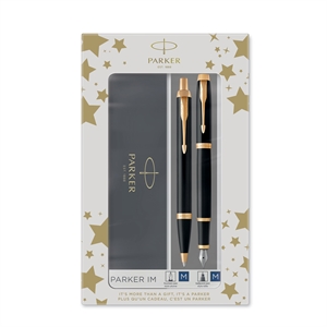 Parker Duoset IM GT ballpoint pen + fountain pen black/gold