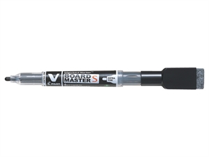 Pilot V Board Master Small EF bullet tip black with eraser and magnet.