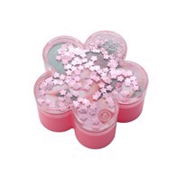 Photo Frame Container 100 x 100 x 48 mm - Flower Shape With pink flower glitters inside