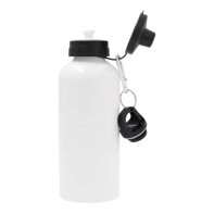 Aluminium Water Bottle 600 ml / 20oz - White With two tops