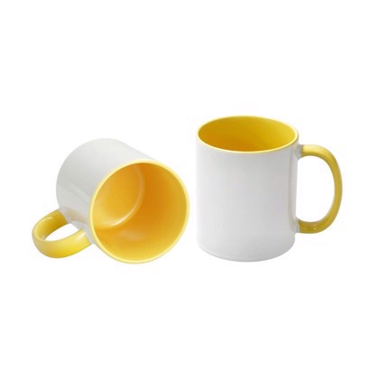 Sublimation Mug 11oz - inside & handle Yellow Dishwasher & Microwave Safe