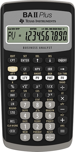 Texas Instruments BAII Plus Financial Calculator UK Manual.